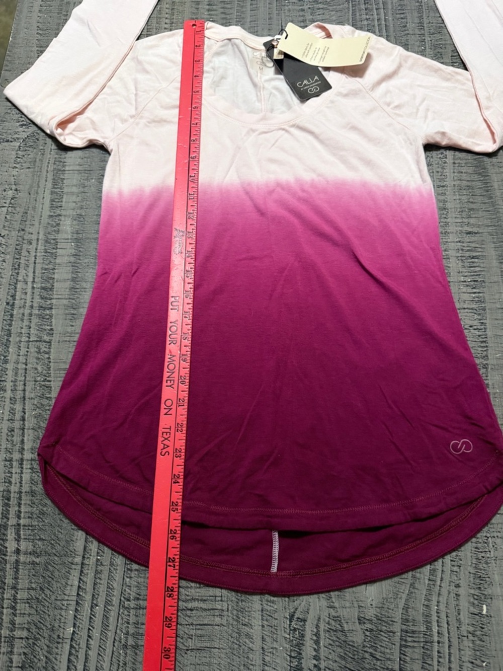 New CALIA by Carrie Underwood Light Pink to Magenta Ombre Long Sleeve Top - Picture 8 of 9